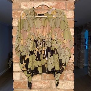 Floral Pink Polkadot Shear Top